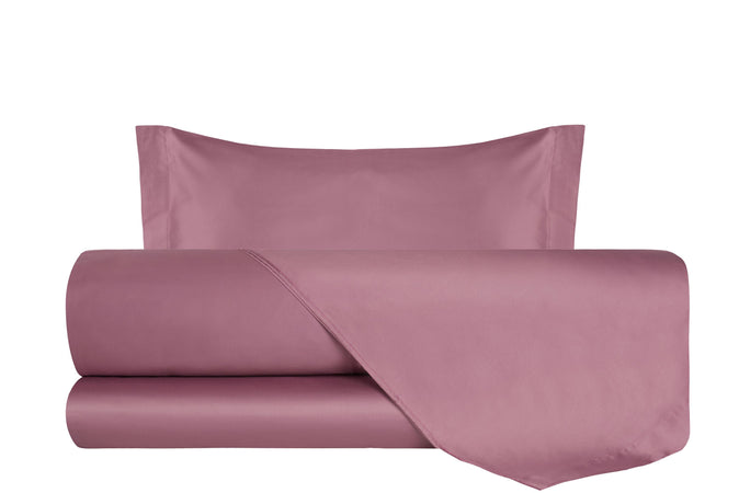 Completo Copripiumino in Raso di puro cotone Rosa Nostalgia - Vanita di raso