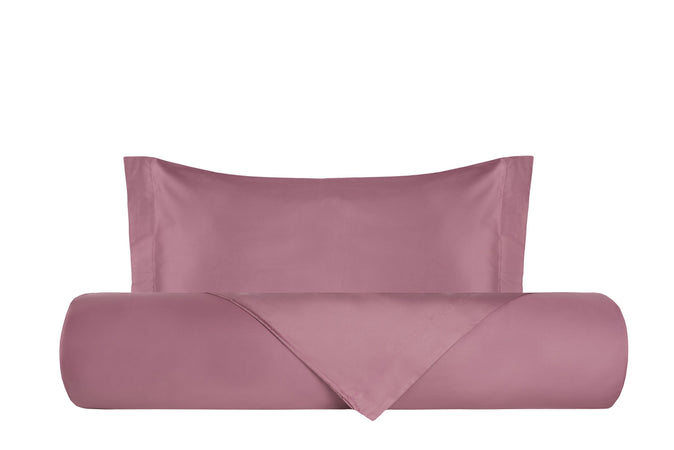 Parure Copripiumino in Raso di puro cotone Rosa Nostalgia - Vanita di raso