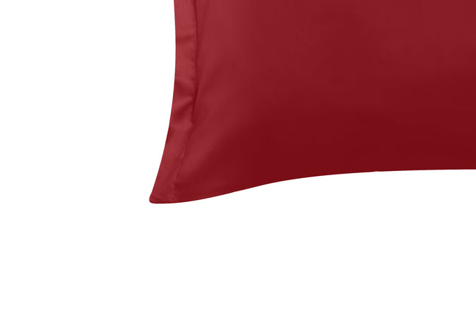 Coppia Di Federe in Raso di Puro Cotone DELUXE 3 Volani Bordeaux