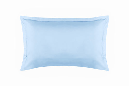 Coppia Di Federe in Raso di Puro Cotone DELUXE 3 Volani Azzurro