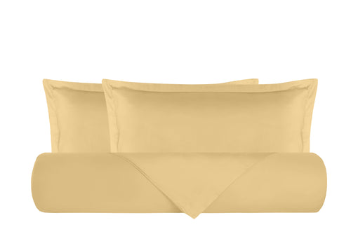 Parure Copripiumino in raso di puro cotone DELUXE 3 volani Grano Maturo