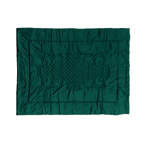 Plaid Arredo  140 x 180 cm in Raso di puro cotone Verde Smeraldo