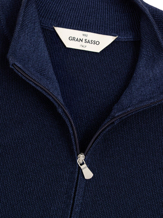 Gran Sasso Maglia Blu con Zip a Manica Lunga da uomo