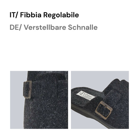 Le Valdostane, Fantastiche Pantofole Uomo Invernali da Casa, Calde e Imbottite, Ciabatte Inverno Antiscivolo con Pelo, Ciabatta da Camera Made in Italy, Fibbia Regolabile Comfort Unico