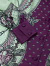 Gucci Camicia in Seta con Stampa Verde Menta e Viola da donna