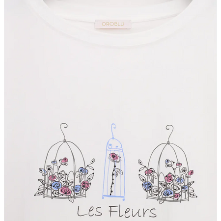 Oroblu T-shirt da Donna in Cotone Elasticizzato City Flowers VOBT67615 S40