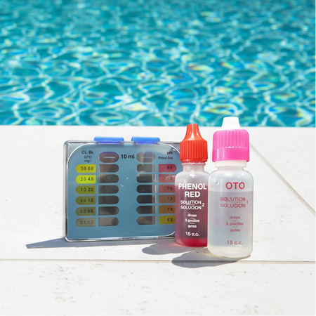 KIT analisi acqua piscina misura Cloro Ph Bromo con 2 boccetta reagenti in contenitore di plastica ASTRALPOOL