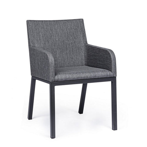 Sedia con braccioli Owen, struttura in alluminio, cuscini imbottiti comodi