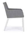 Sedia con braccioli Owen, struttura in alluminio, cuscini imbottiti comodi