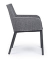 Sedia con braccioli Owen, struttura in alluminio, cuscini imbottiti comodi