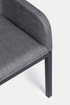 Sedia con braccioli Owen, struttura in alluminio, cuscini imbottiti comodi