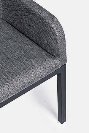 Sedia con braccioli "Owen", struttura in alluminio, cuscini imbottiti comodi