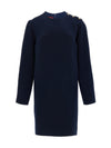Gucci Abito in Boucle Blu con Bottoni Logo da donna