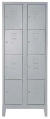 Armadietto casellario in metallo verniciato grigio a 8 vani cm. 66x38/50x180h