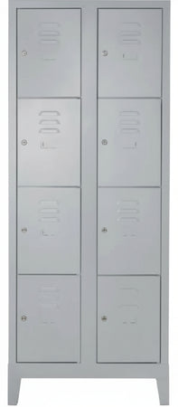 Armadietto casellario in metallo verniciato grigio a 8 vani cm. 66x38/50x180h