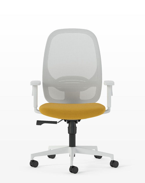 Poltroncina ergonomica per SMART WORKING in tessuto o ecopelle con braccioli fissi