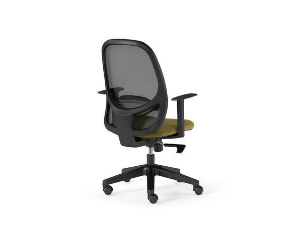 Poltroncina ergonomica per SMART WORKING in tessuto o ecopelle con braccioli fissi