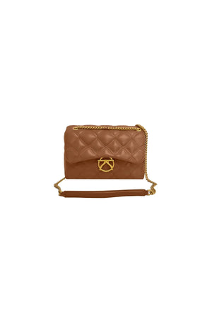 Borsa matelassé con catena dorata cannella
