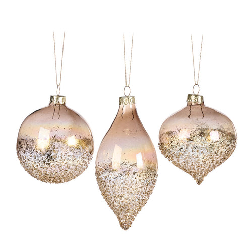 Pallina in vetro color oro per albero di Natale da Ø 8 cm, set da 3 pezzi