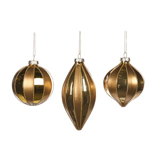 Pallina in vetro color oro per albero di Natale da Ø 8 cm, set da 3 pezzi