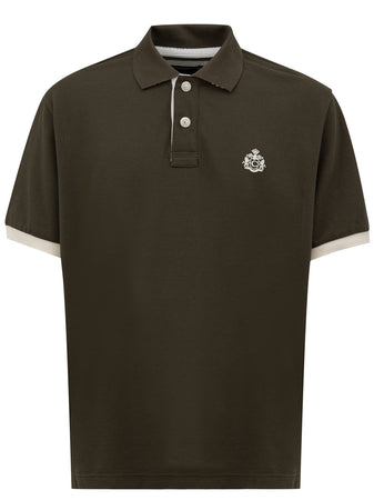 CANALI Polo Canali manica corta verde kaki da uomo