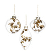 Pallina in vetro trasparente con decorazioni oro per albero di Natale da Ø 8 cm, set da 3 pezzi