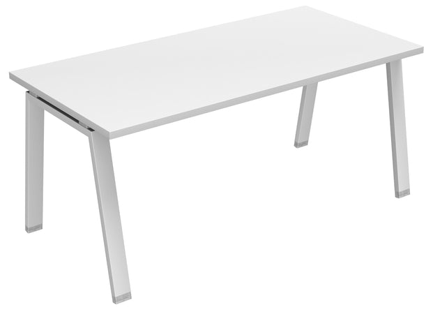 Scrivania in legno da ufficio con gambe metalliche a cavalletto o a ponte cm. 120/160/200x80x73,4h
