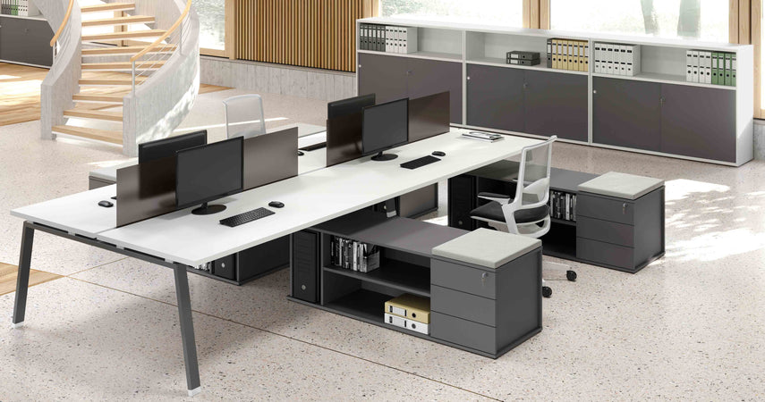 Scrivania direzionale in legno con gambe metalliche a cavalletto o a ponte cm. 180/200x90x73,4h