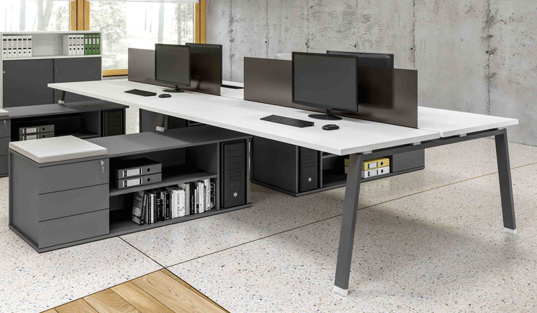 Scrivania direzionale in legno con gambe metalliche a cavalletto o a ponte cm. 180/200x90x73,4h