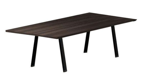 Tavolo riunione in legno per ufficio con gambe metalliche a cavalletto cm. 210/280x120x73,4h
