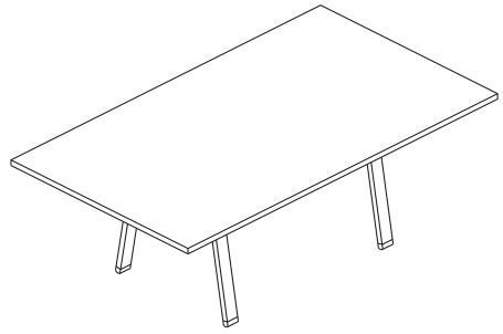 Tavolo riunione in legno per ufficio con gambe metalliche a cavalletto cm. 210/280x120x73,4h
