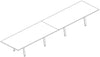 Doppio tavolo riunione per ufficio in melaminico cm. 420/560x120x73,4h