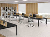 Doppia composizione scrivanie contrapposte con schermi dritti per ufficio cm. 240/280/400x163x73,4h
