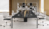 Doppia composizione scrivanie contrapposte con schermi dritti per ufficio cm. 240/280/400x163x73,4h