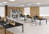 Doppia composizione scrivanie contrapposte con schermi dritti per ufficio cm. 240/280/400x163x73,4h