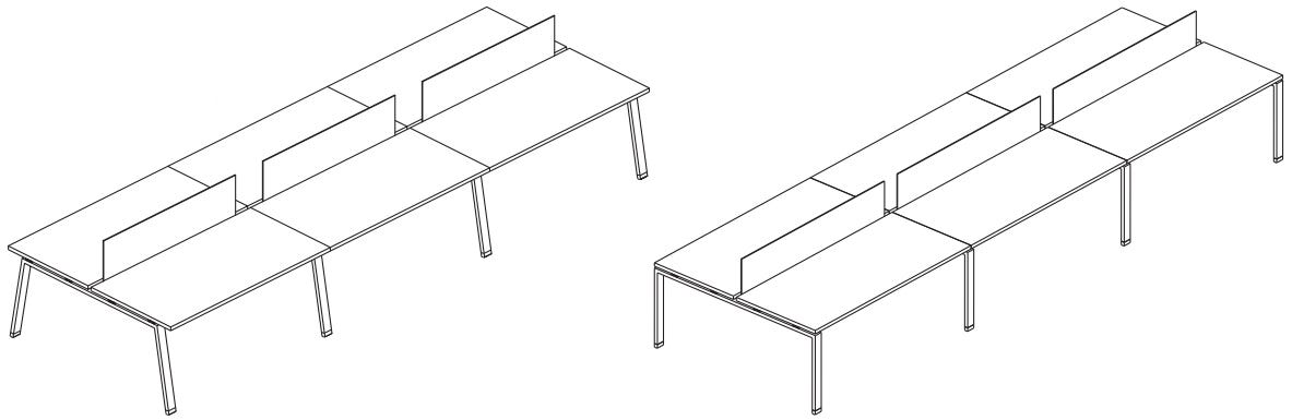 Composizione tripla per ufficio con screen dritti cm. 360/480/540x163x73,4h