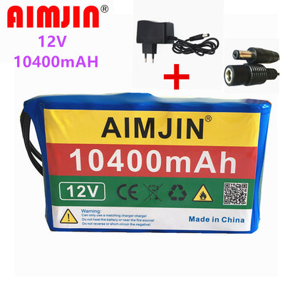 PACCO BATTERIA LITIO RICARICABILE 12V 10400mAh CONNETTORE E CARICATORE 220V BMS*