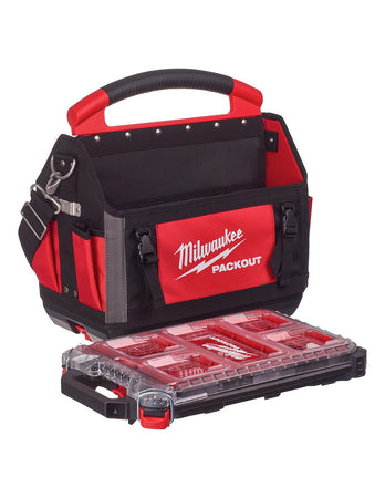 PACKOUT Borse portautensili aperte Milwaukee 40 cm + PACKOUT Compact Slim Organiser Milwaukee