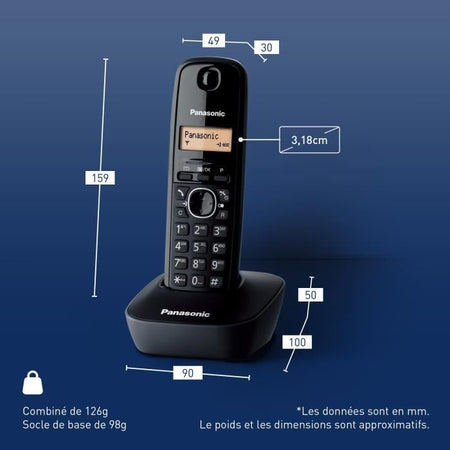 Panasonic KX-TG1611FRH Telefono cordless solo senza segreteria nera