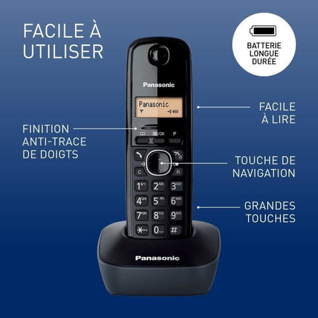 Panasonic KX-TG1611FRH Telefono cordless solo senza segreteria nera