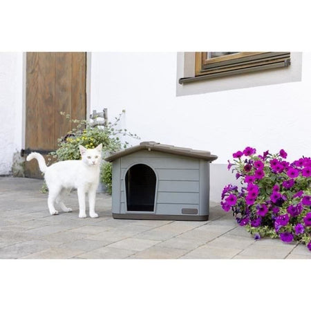 House for Cats Paola Eco Kerbl - 60 x 51 x 41 cm - grigio e marrone - plastica riciclata