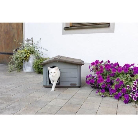 House for Cats Paola Eco Kerbl - 60 x 51 x 41 cm - grigio e marrone - plastica riciclata