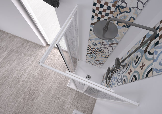 Box doccia a Nicchia "Acril" in Acrilico con profili in PVC apertura laterale riducibile "Made in Italy"