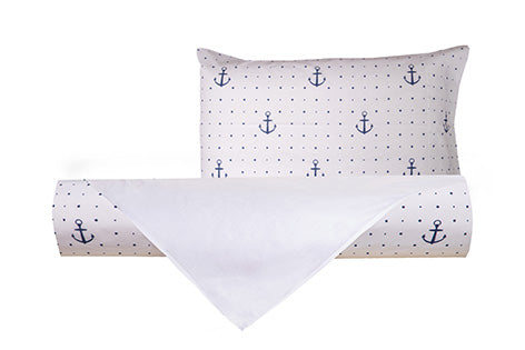 Set Copripiumino Federe Bifaccia Parure Copripiumino in Cotone Made in Italy ANCORE / BIANCO