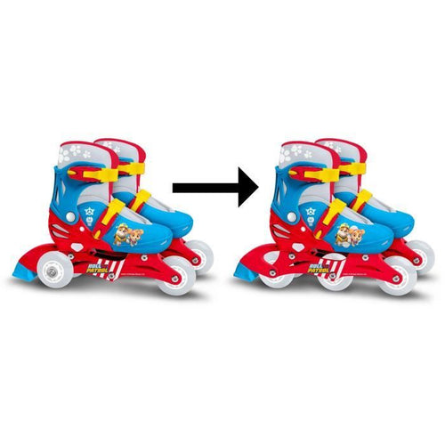 Pattini in linea due in uno - PAW PATROL - PAT PATROUILLE - 3 Ruote - Tri skate e Roller in lino - Misura regolabile 27-30