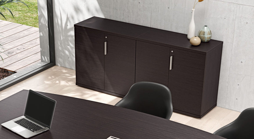 Mobile contenitore da ufficio con ante in melaminico cm. 90,2x33,8/43,4x81,6h