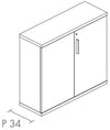 Mobile contenitore da ufficio con ante in melaminico cm. 90,2x33,8/43,4x81,6h