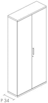 Libreria da ufficio con piani regolabili ed ante in legno cm. 90,2x33,8/43,4x196,80h