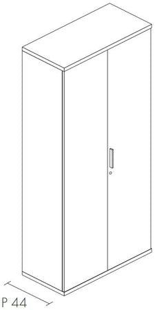 Libreria da ufficio con piani regolabili ed ante in legno cm. 90,2x33,8/43,4x196,80h