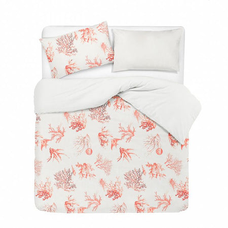 Set Copripiumino federe bifaccia Doubleface parure Copripiumino Stampa Digitale Cotone Made in Italy CORALLI ROSSO